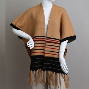 Tan Western Boho Fringed Ruana